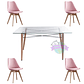 Comedor Grecia rectangular vidrio 140x90cm y 4 Sillas Tulip - Miniatura 4