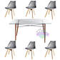 Comedor Grecia rectangular vidrio 140x90cm con 6 Sillas Tulip - Miniatura 3