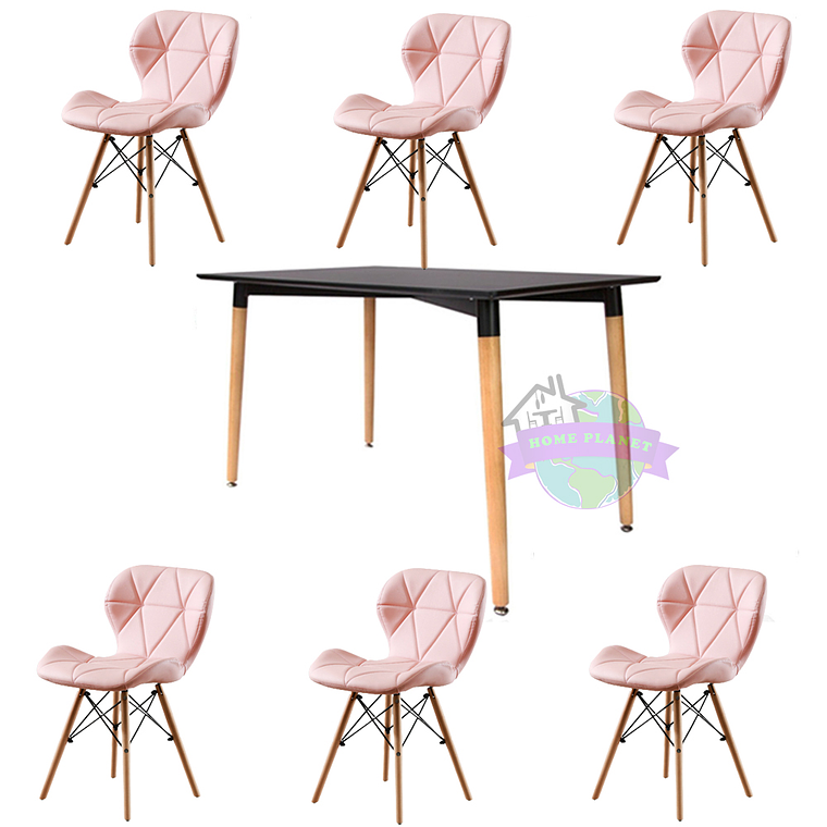 Comedor Charleston rectangular negro 120x80 cm con 6 Sillas Mariposas Rubik 4