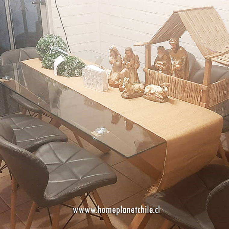 Comedor Dublín rectangular vidrio 140x80 cm con 6 Sillas Rubik 1