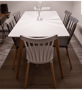 Comedor Capri rectangular blanco 120x80 cm con 6 Sillas Windsor