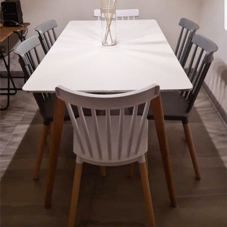 Comedor Capri rectangular blanco 120x80 cm con 6 Sillas Windsor 1