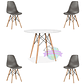 Comedor Argel redondo blanco 80 cm con 4 Sillas Eames  - Miniatura 6