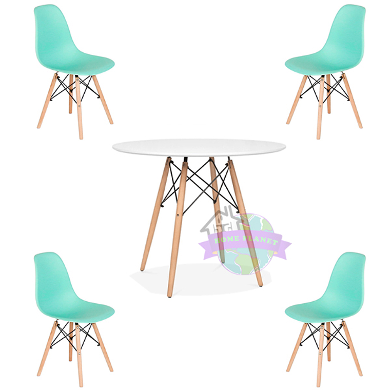 Comedor Argel redondo blanco 80 cm con 4 Sillas Eames  8