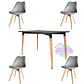 Comedor Bélgica rectangular negro 120x80 cm y 4 Sillas Tulip - Miniatura 5