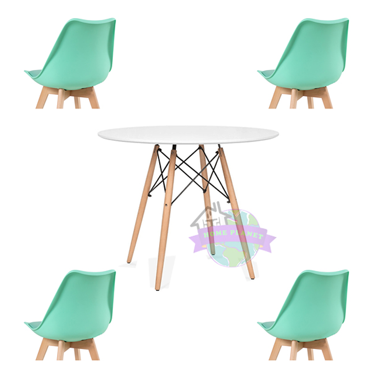 Comedor Denver blanco redondo 80 cm con 4 Sillas Tulip 9