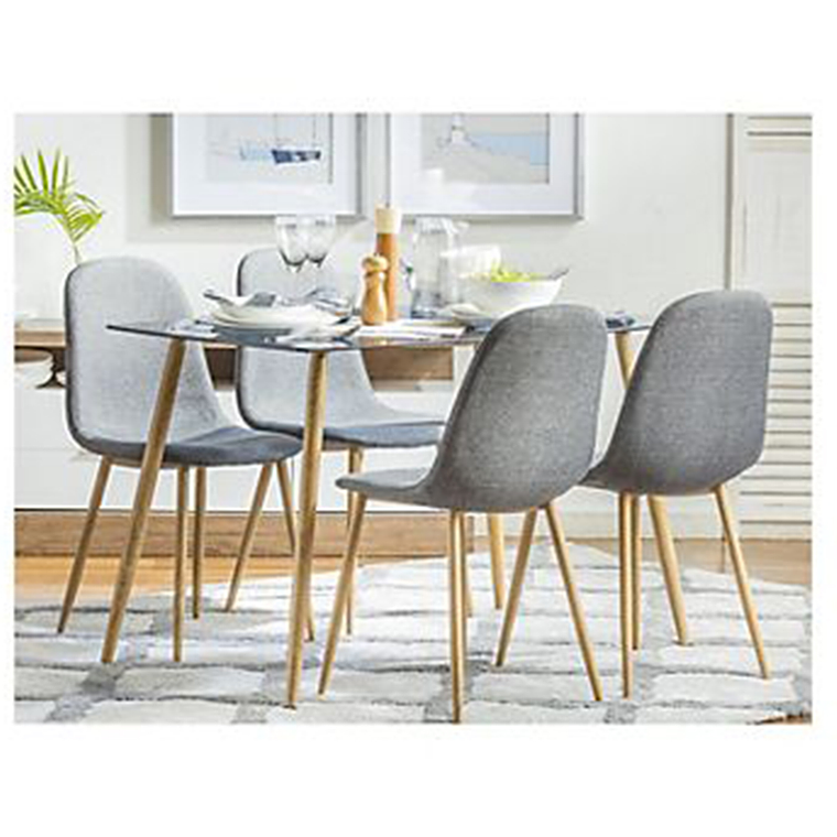 Comedor Nordic rectangular vidrio 120x80 cm con 4 Sillas Spoon Terciopelo 6