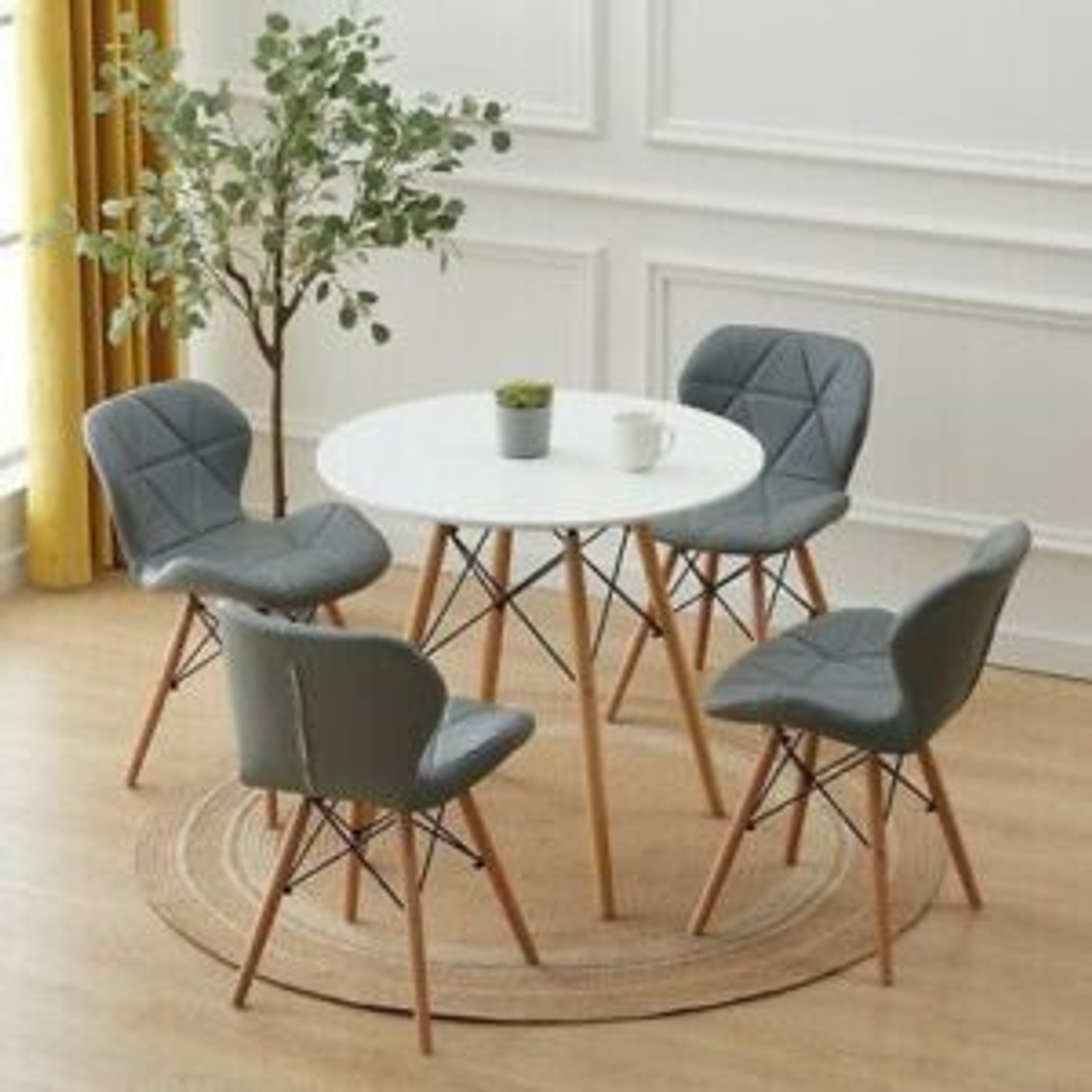 Comedor Holanda redondo blanco 80 cm con 4 Sillas Mariposas Rubik 3