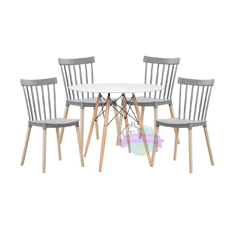 Comedor Babel blanco redondo 80 cm con 4 Sillas Windsor 3