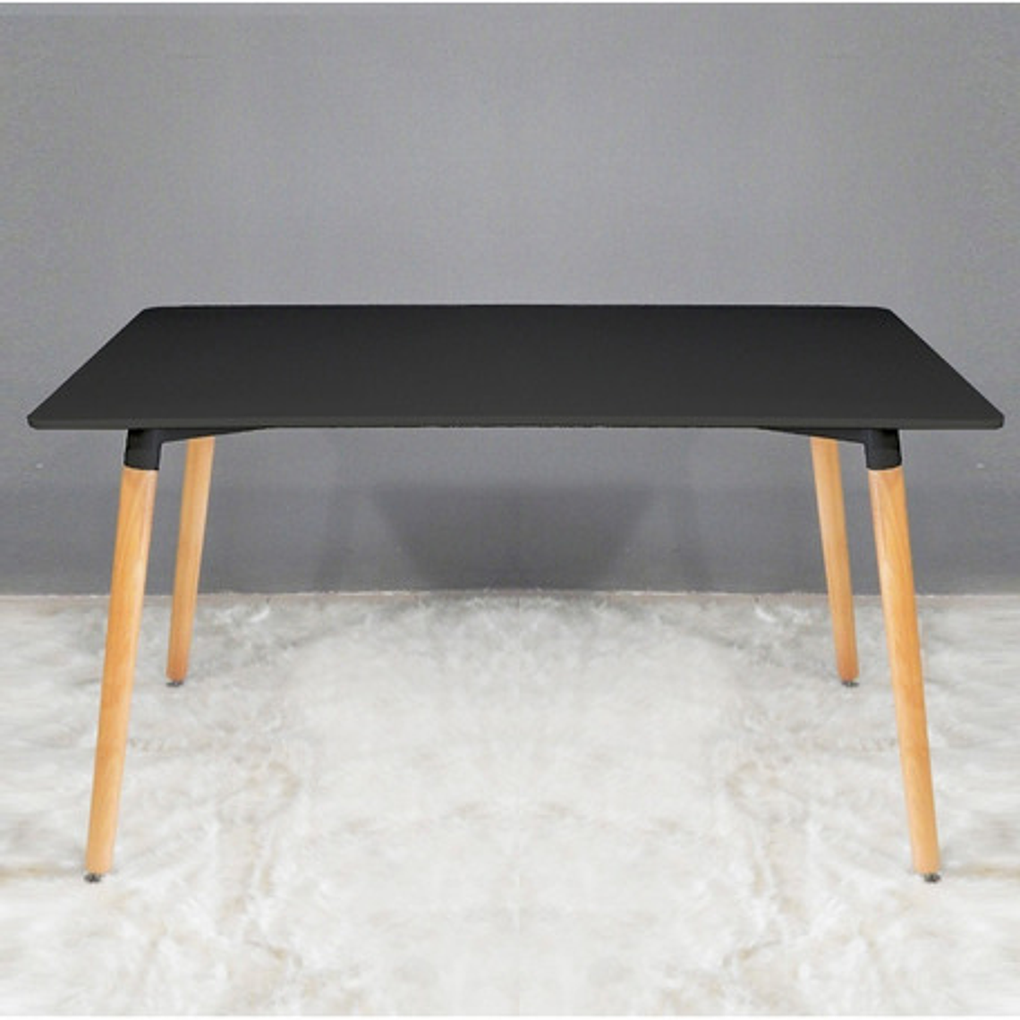 Comedor Manila rectangular con 6 Sillas Eames transparentes 5