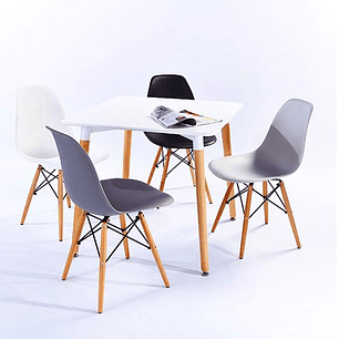 Comedor Murcia cuadrado blanco 80x80 cm con 4 Sillas Eames 