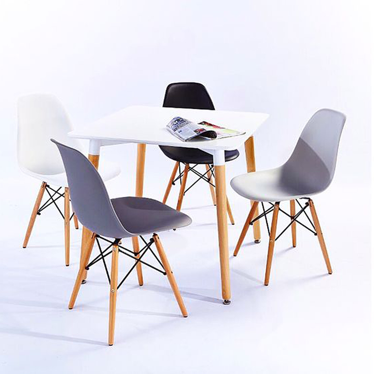 Comedor Murcia cuadrado blanco 80x80 cm con 4 Sillas Eames  2