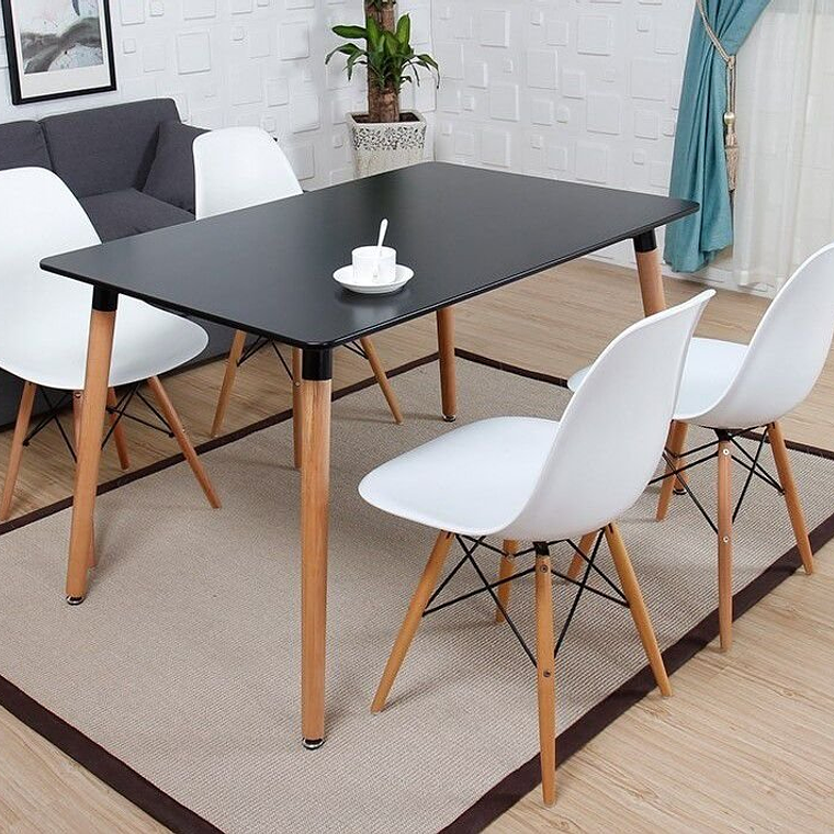 Comedor Helsinki rectangular negro con 4 Sillas Eames  4