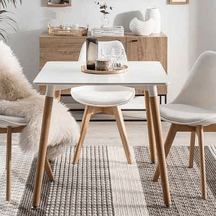 Comedor Mesa cuadrada blanca 80x80 cm con 3 Sillas Tulip Blancas