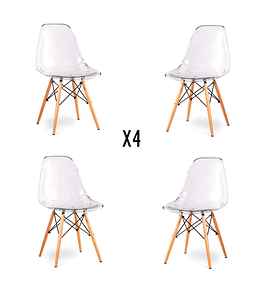 Pack 4 Sillas Eames transparentes