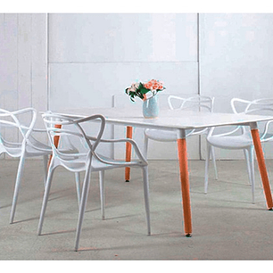 Comedor Burdeos rectangular blanco con 4 Sillas Master