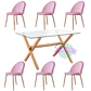 Comedor Mesa Medlock rectangular vidrio 140x90 cm con 6 Sillas Breda Velvet - Miniatura 7
