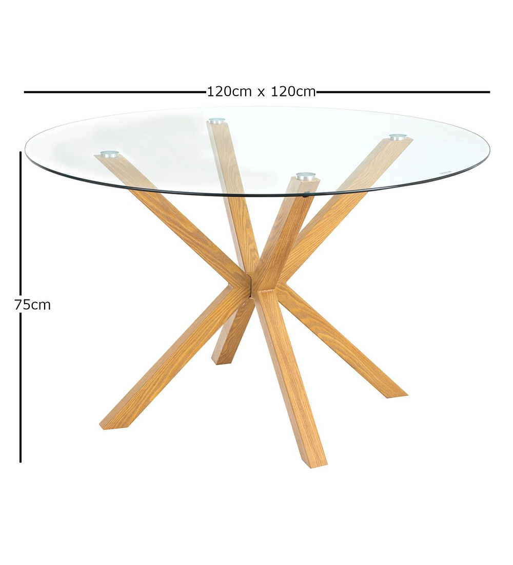 Comedor Asgard redondo vidrio 120 cm con 4 Sillas Breda Velvet