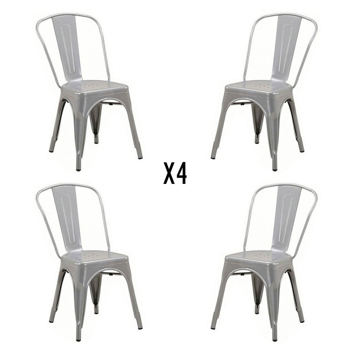 Comedor Kansas redondo vidrio 100 cm con 4 Sillas Tolix 7