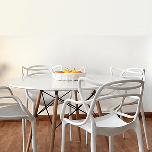 Comedor Derby redondo blanco 100 cm con 4 Sillas Master