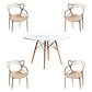 Comedor Derby redondo blanco 100 cm con 4 Sillas Master - Miniatura 4