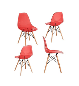 Pack 4 Sillas Eames transparentes colores