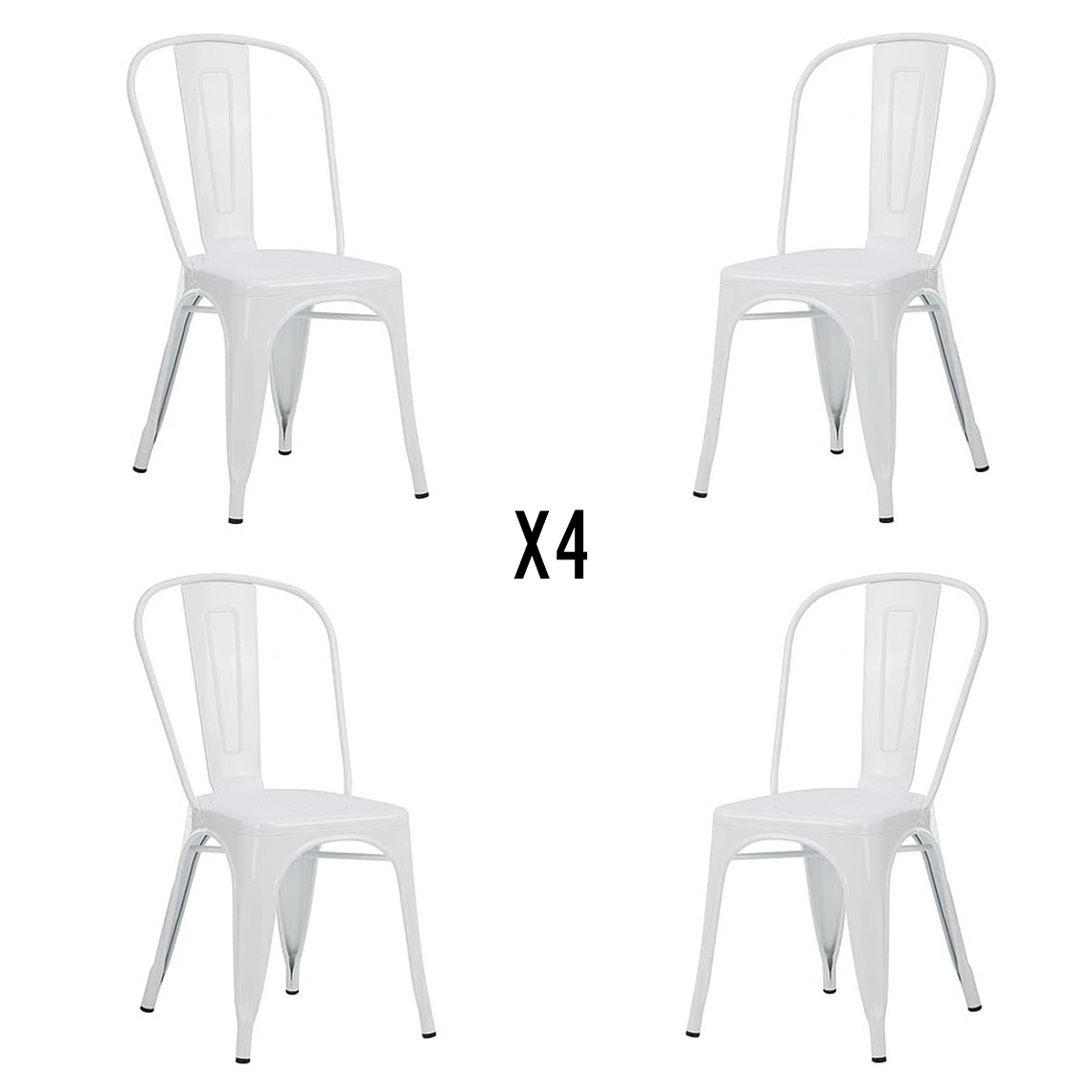 Comedor Corinto redondo blanco 100 cm con 4 Sillas Tolix 4
