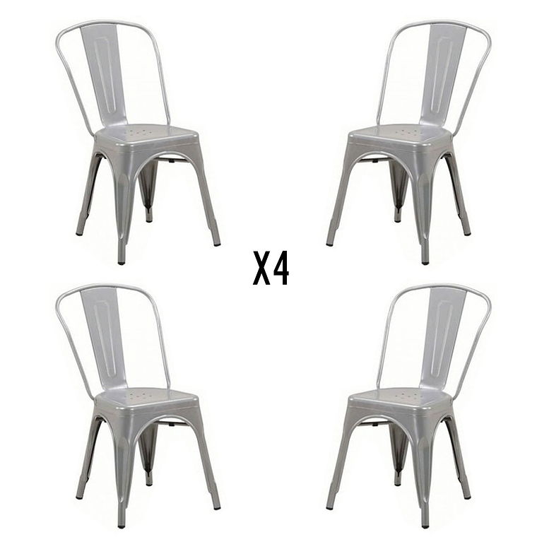 Comedor Corinto redondo blanco 100 cm con 4 Sillas Tolix 6