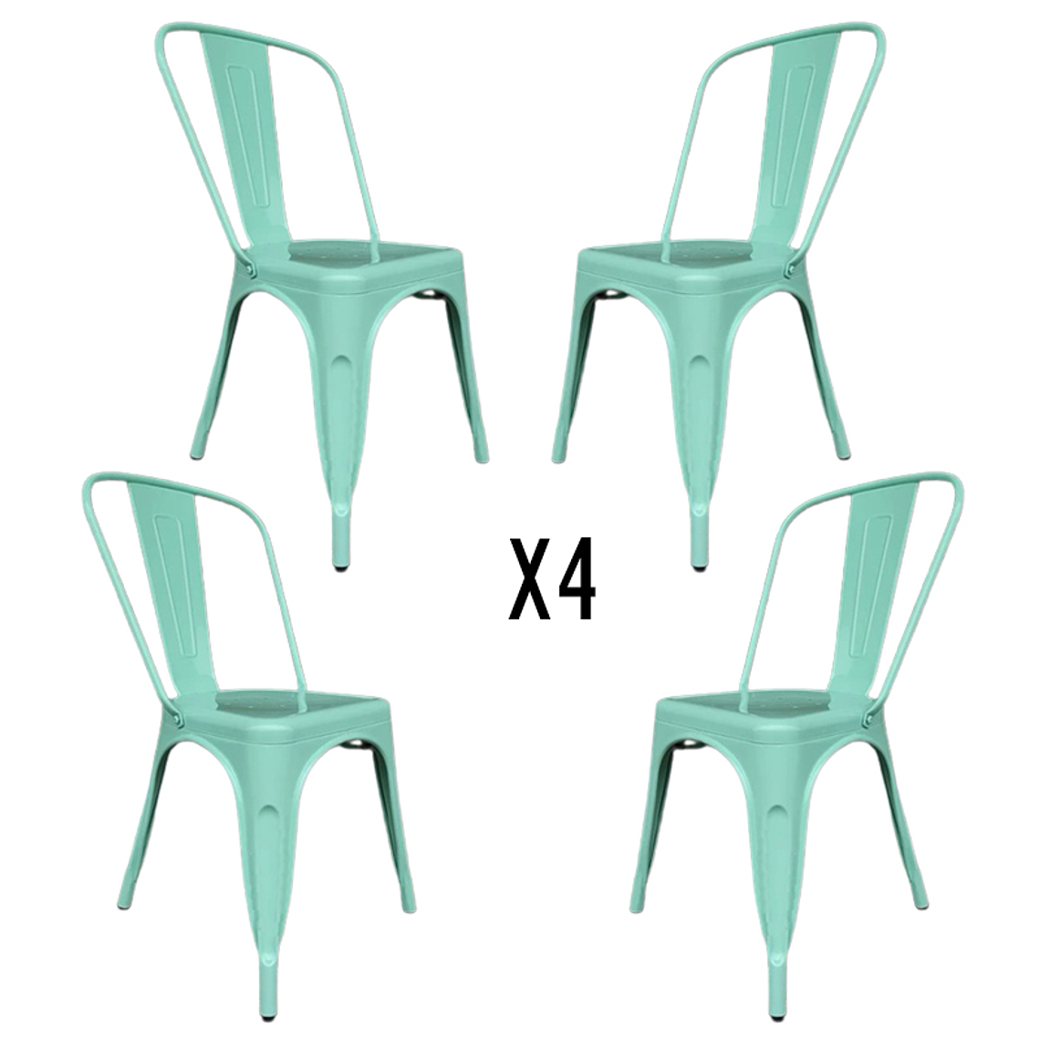 Comedor Corinto redondo blanco 100 cm con 4 Sillas Tolix 7