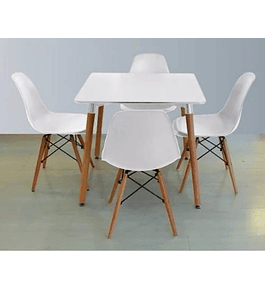 Comedor Murcia cuadrado blanco con 4 Sillas Eames 