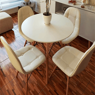 Comedor Delhi redondo 80 cm con 4 Sillas Buckle