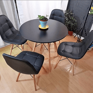 Comedor Delhi redondo 80 cm con 4 Sillas Buckle