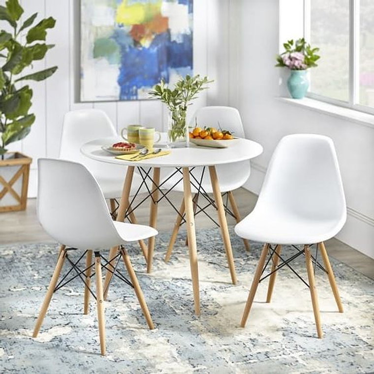 Comedor Argel redondo blanco 80 cm con 4 Sillas Eames  1