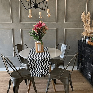 Comedor Corinto redondo blanco 100 cm con 4 Sillas Tolix