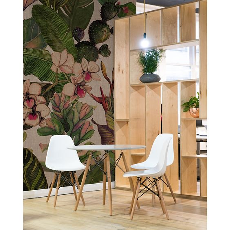 Comedor Argel redondo blanco 100 cm y 4 Sillas Eames 2