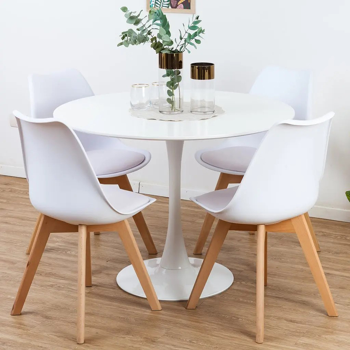Comedor Ankara redondo blanco 80 cm con 4 Sillas Tulip 3