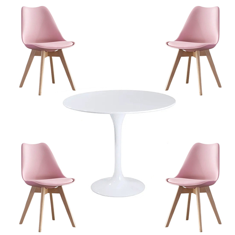 Comedor Ankara redondo blanco 80 cm con 4 Sillas Tulip 7