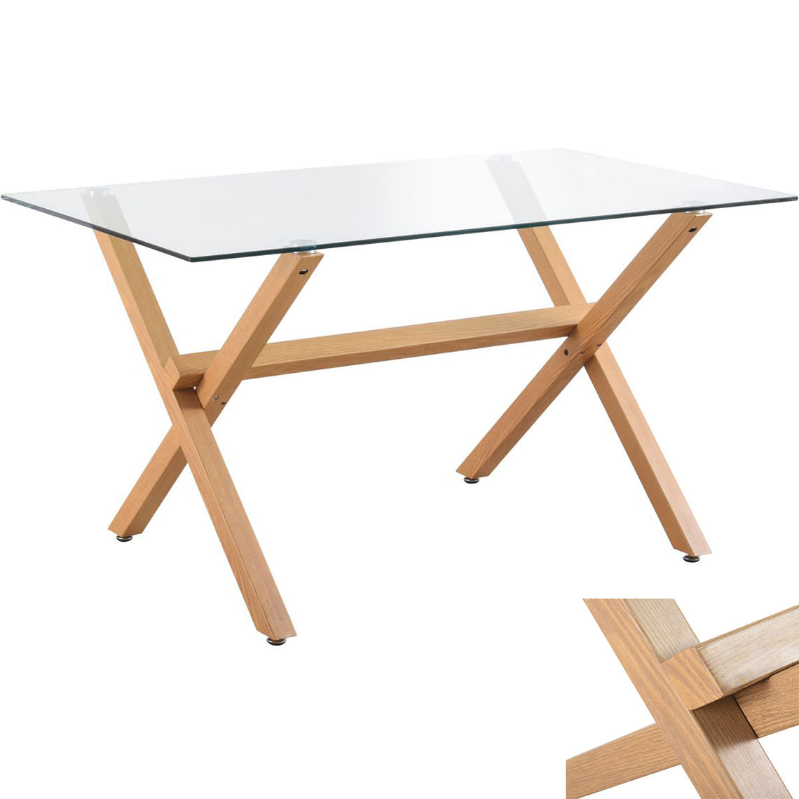 Comedor Munich rectangular vidrio 140x90 cm con 4 Sillas Diamond Gold 13