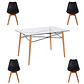 Comedor Yakarta rectangular vidrio 120x80 cm con 4 Sillas Tulip - Miniatura 3