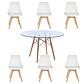 Comedor Albi redondo vidrio 120 cm con 6 Sillas Tulip - Miniatura 2