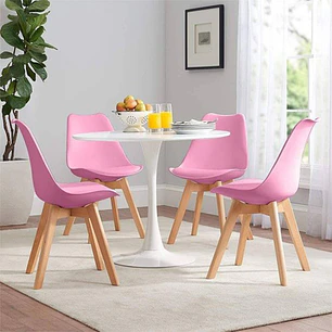Comedor Mesa Tulip redondo blanco 100 cm con 4 Sillas Tulip