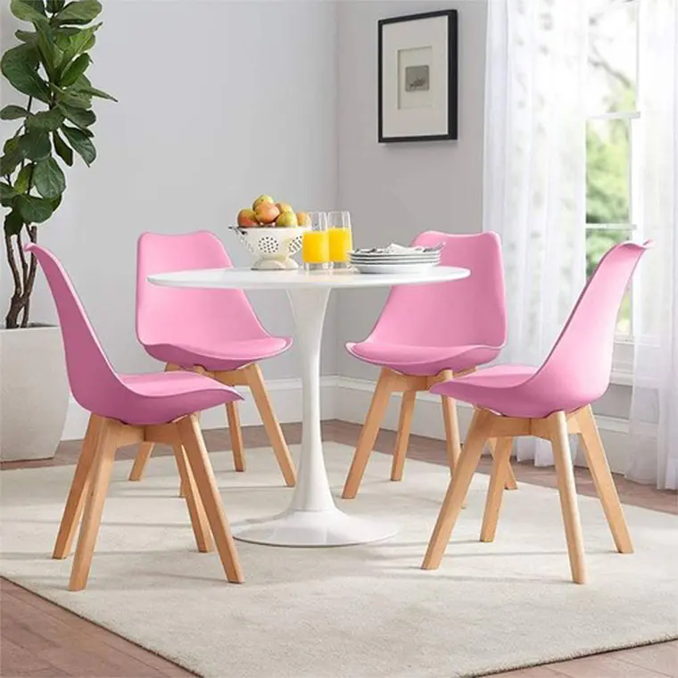 Comedor Ankara redondo blanco 100 cm con 4 Sillas Tulip 2
