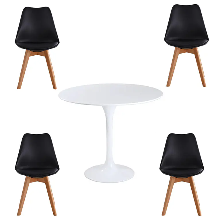 Comedor Ankara redondo blanco 100 cm con 4 Sillas Tulip 3