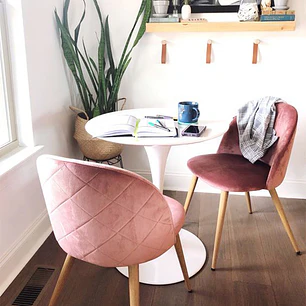 Comedor Mesa Tulip redondo blanco 100 cm con 4 Sillas Breda Velvet