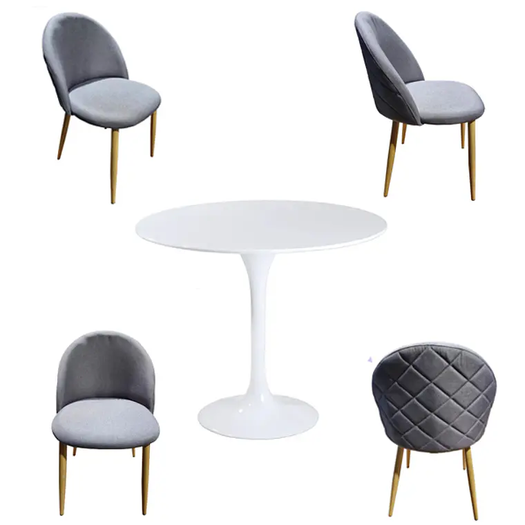 Comedor Bonn redondo blanco 100 cm con 4 Sillas Breda Velvet 6