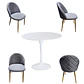 Comedor Bonn redondo blanco 100 cm con 4 Sillas Breda Velvet - Miniatura 6