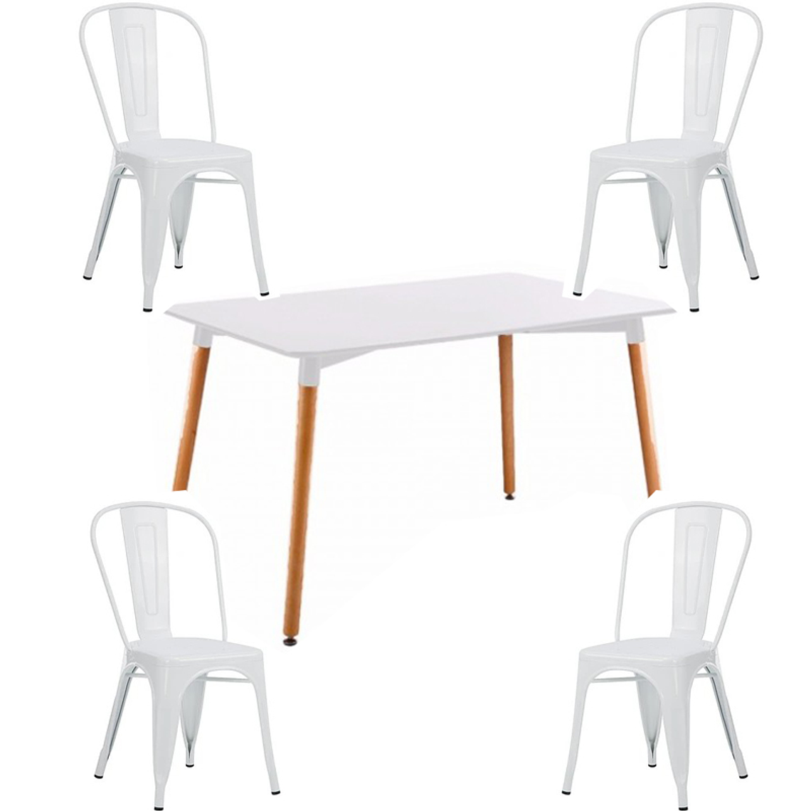 Comedor Tolix rectangular 120x80 cm con 4 Sillas Tolix 4