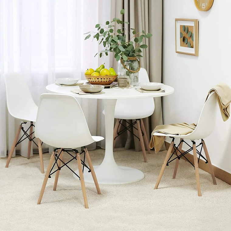 Comedor Dakota redondo blanco 80 cm con 4 Sillas Eames 1