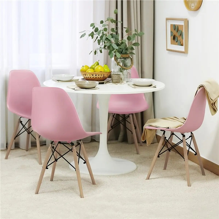 Comedor Dakota redondo blanco 80 cm con 4 Sillas Eames 2