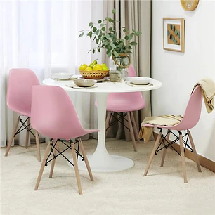 Comedor Mesa Tulip redondo blanco 100 cm con 4 Sillas Eames